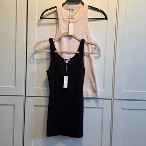 NWT Bundled 2 James Perse Ribbed Tank Tops - Black & Light Ballet Pink